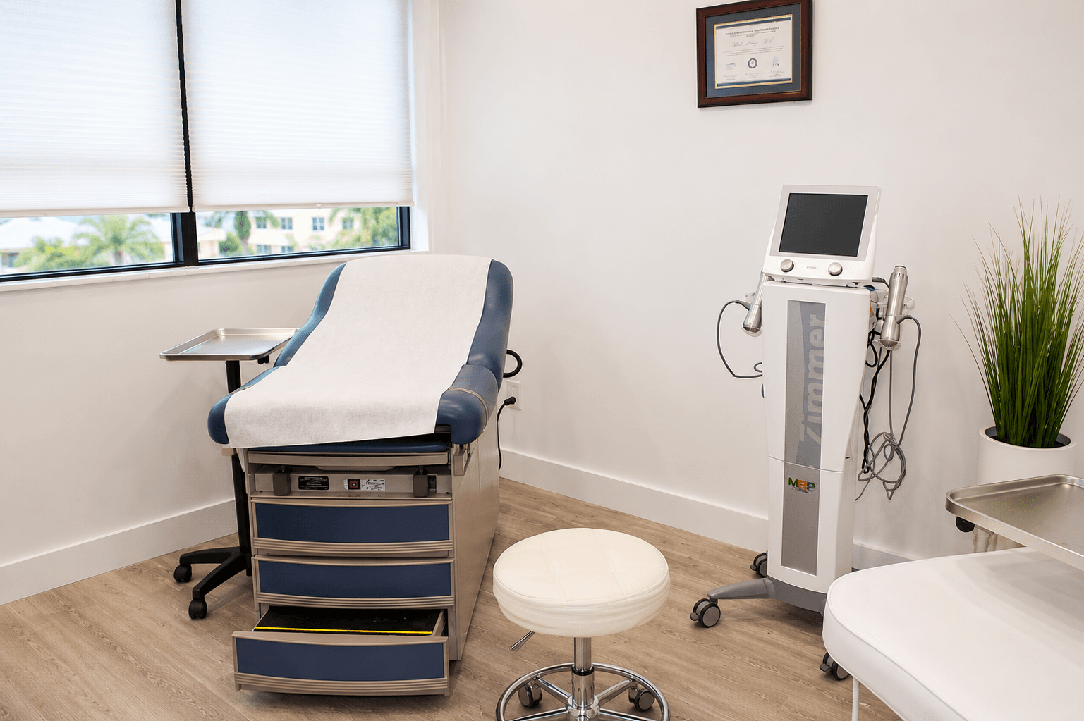 Aesthetic treatment room with professional Zimmer equipment