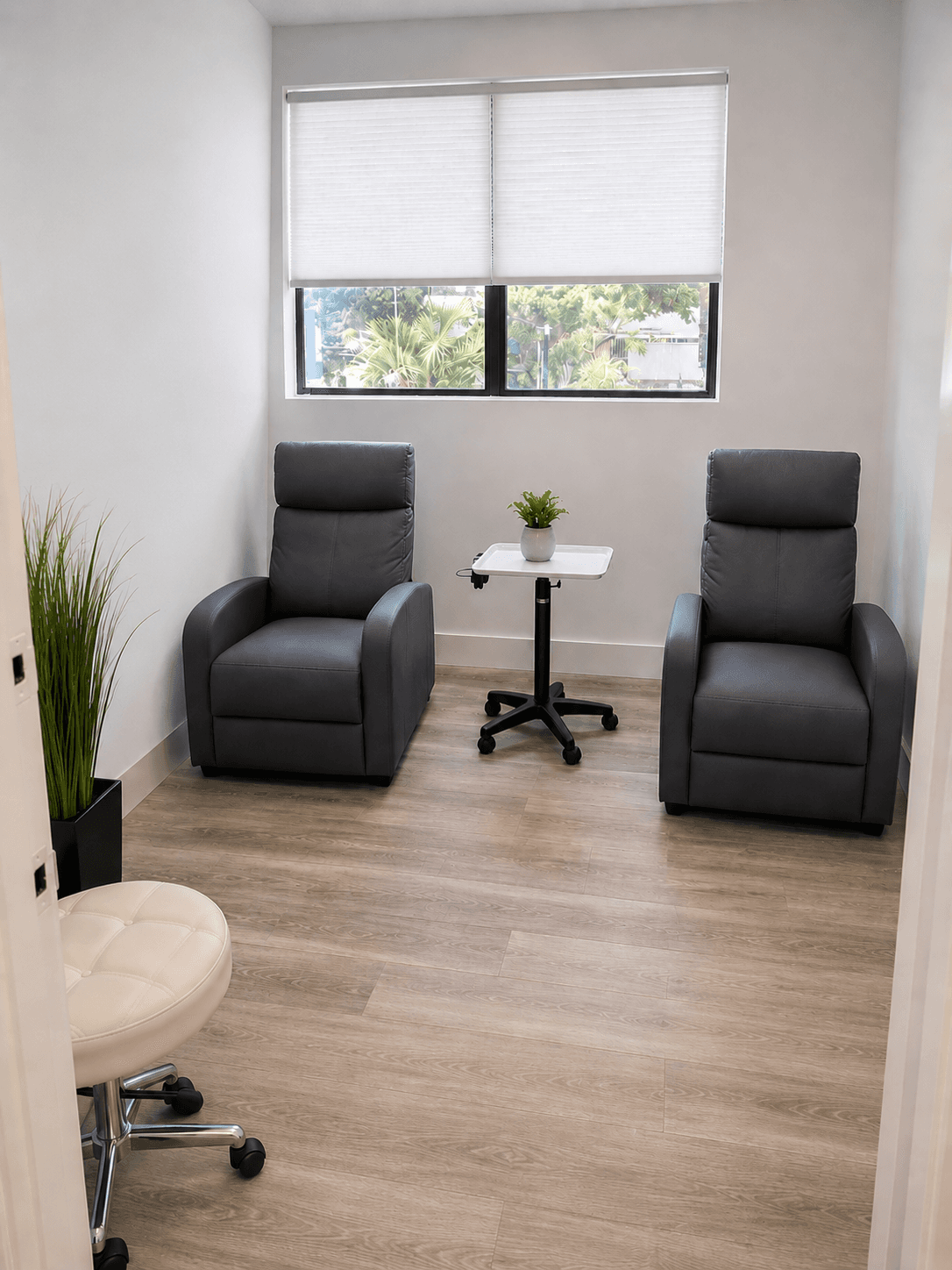 IV therapy treatment room with patient recliners at Florida Renu